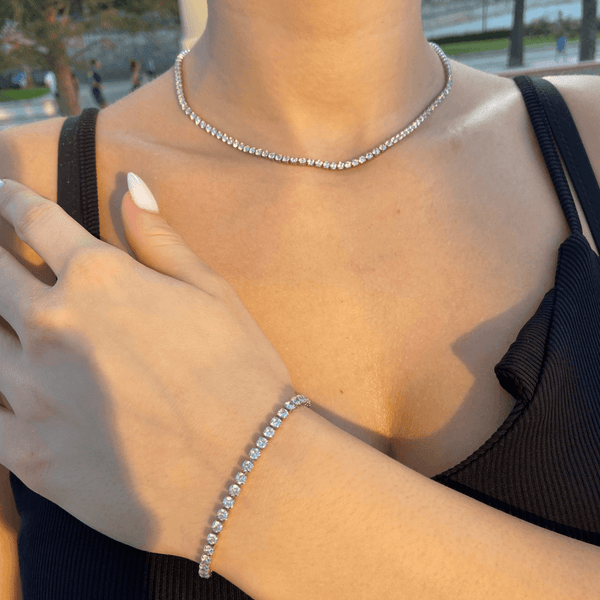 Dolcelli-roma-cristallo-bracciale-tennis-3mm-argento-indossato-donna